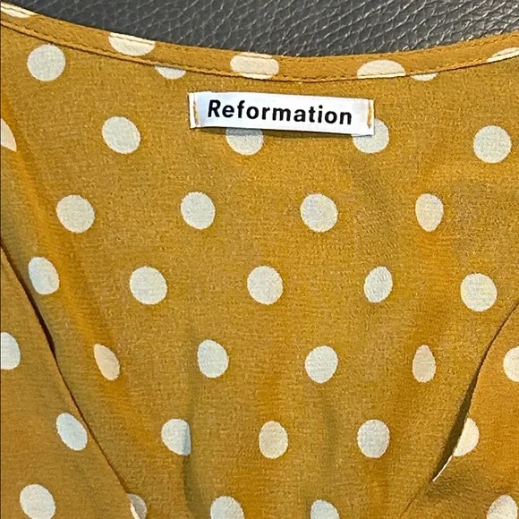 Reformation Yellow Polka Dot Women's Top, size S, NWOT - Picture 2 of 8